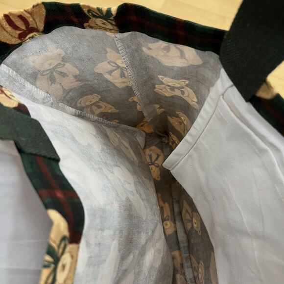 VIRAL Tartan Plaid Teddy Bear Cotton Canvas Tote Reusable Shopping Bag Handbag - Picture 12 of 12